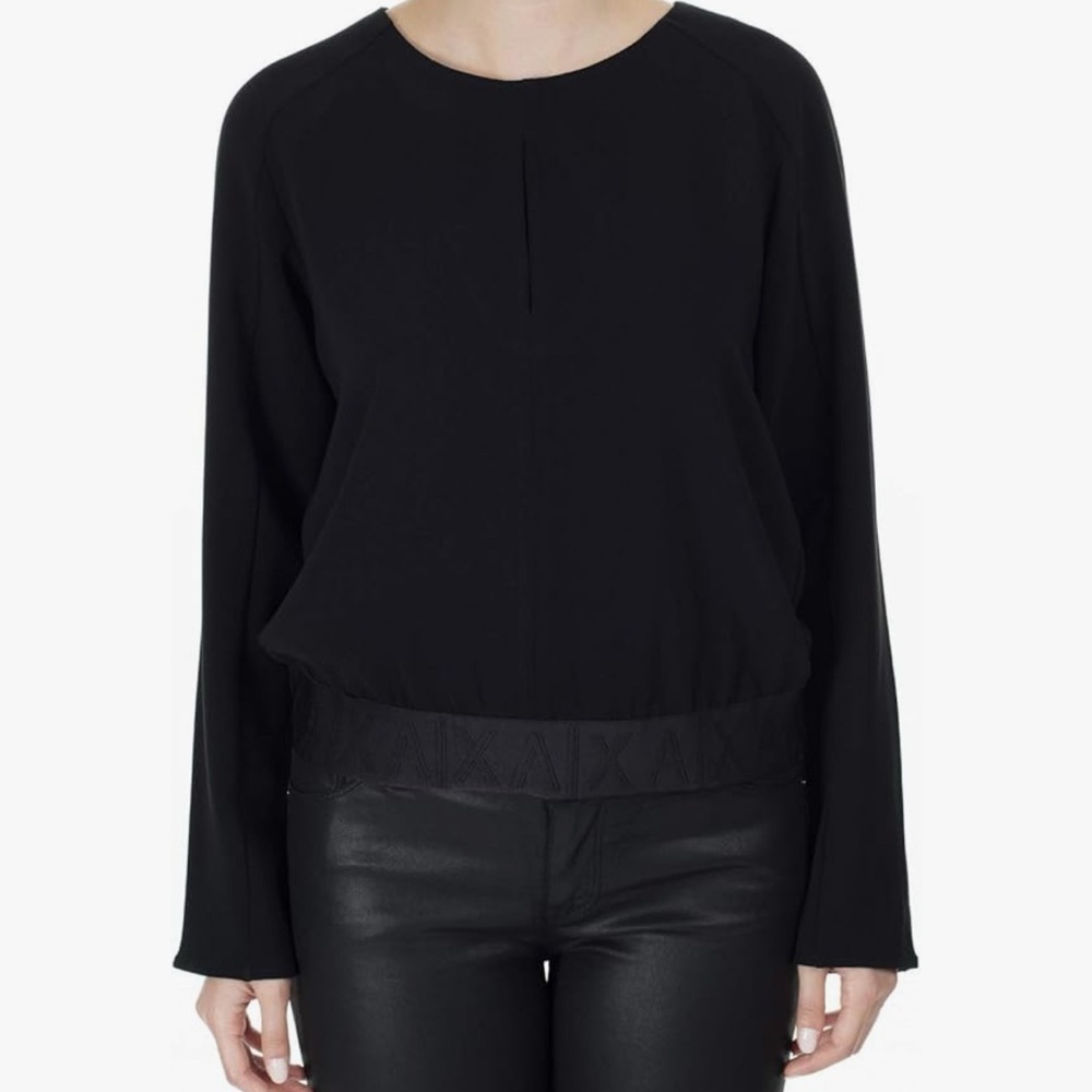 A/X Armani Exchange Black Relaxed Long Sleeve Blouse
